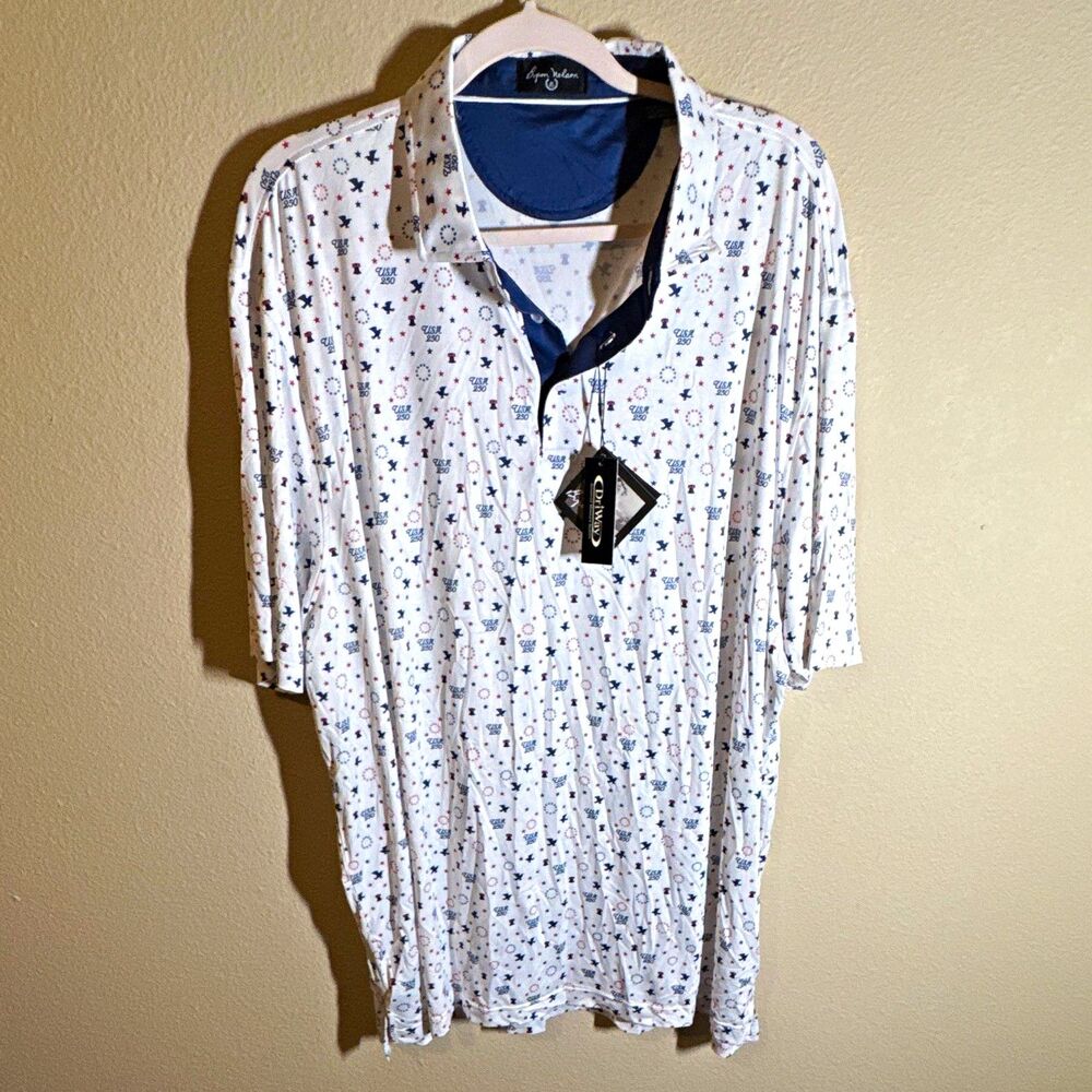 Byron Nelson Men’s 2XL Golf Polo Shirt USA Graphic Print Stretch Short Sleeve